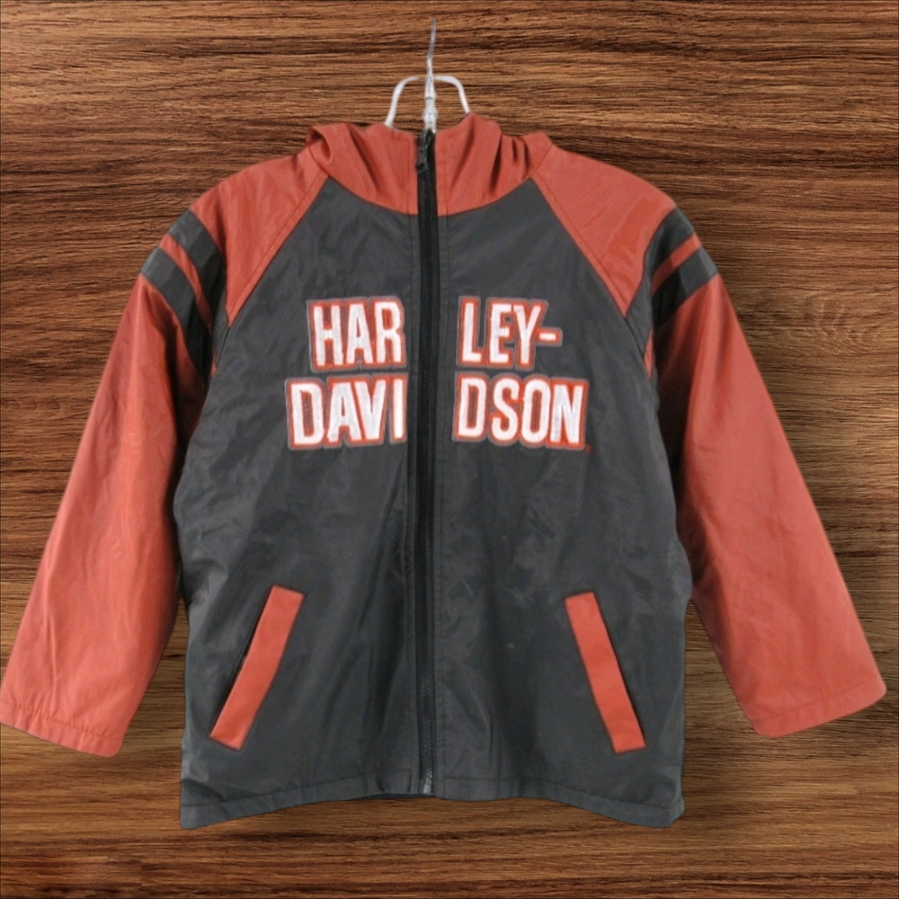 Harley-Davidson Youth Black and Orange Reversible Jacket. Size 6.